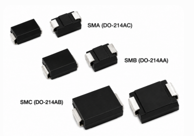 common SMD diode package sizes: SMA, SMB, and SMC.