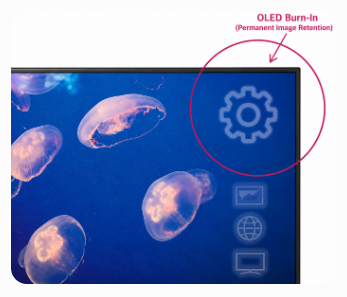 OLED burn-in can leave faint images on the screen.